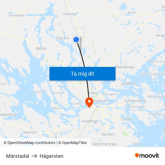 Märstadal to Hägersten map