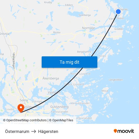 Östermarum to Hägersten map