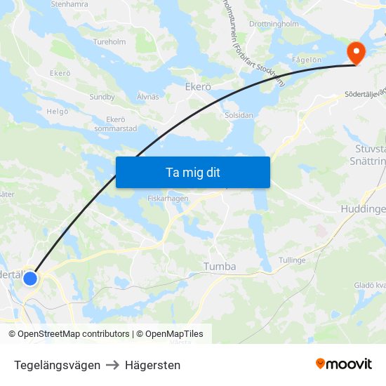 Tegelängsvägen to Hägersten map