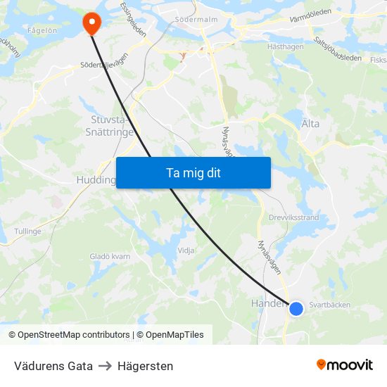 Vädurens Gata to Hägersten map