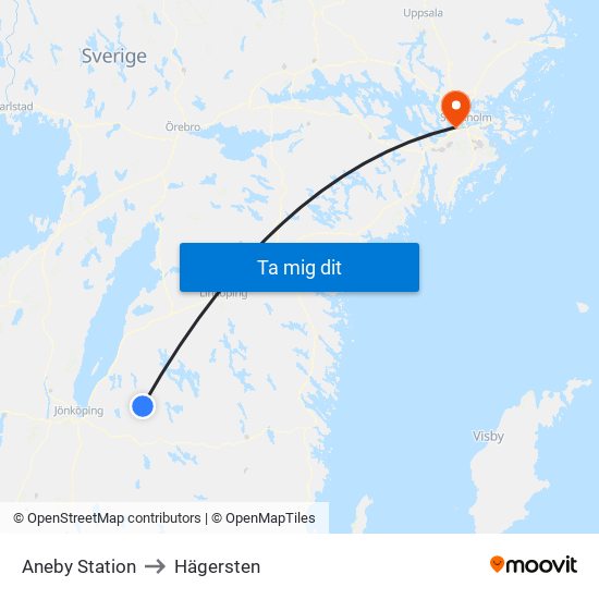 Aneby Station to Hägersten map