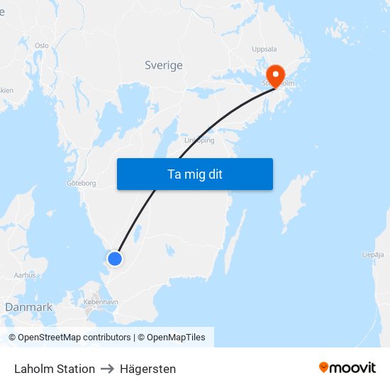 Laholm Station to Hägersten map