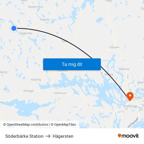 Söderbärke Station to Hägersten map