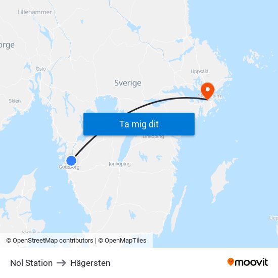 Nol Station to Hägersten map