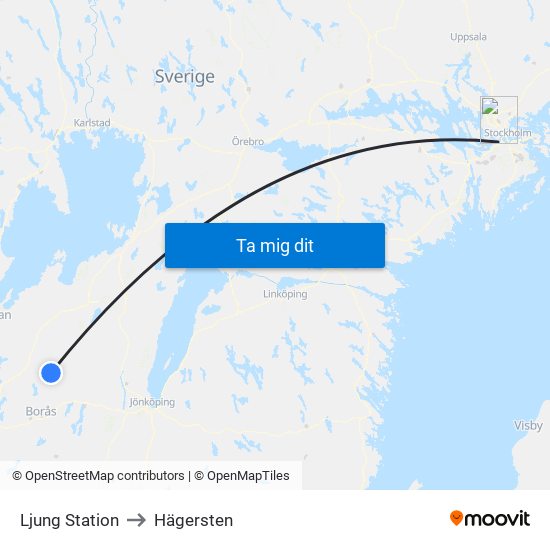 Ljung Station to Hägersten map