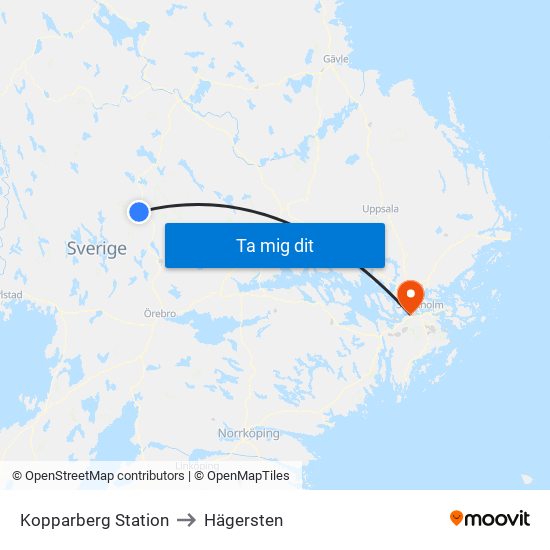 Kopparberg Station to Hägersten map