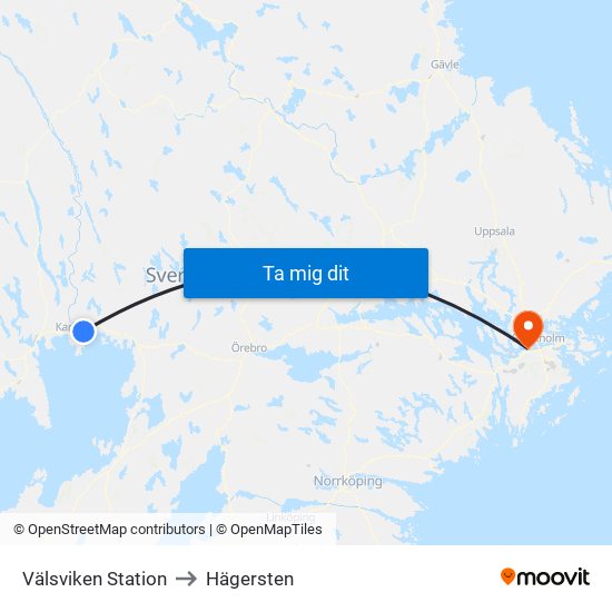 Välsviken Station to Hägersten map