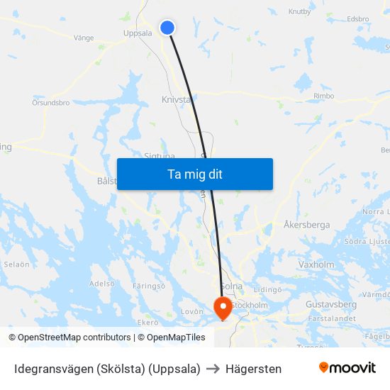 Idegransvägen (Skölsta) (Uppsala) to Hägersten map