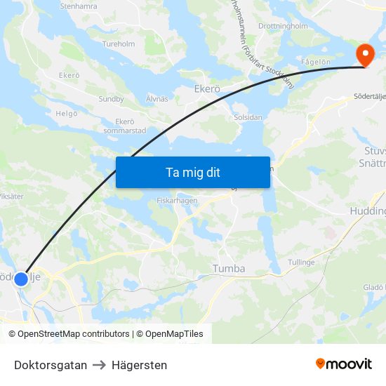 Doktorsgatan to Hägersten map