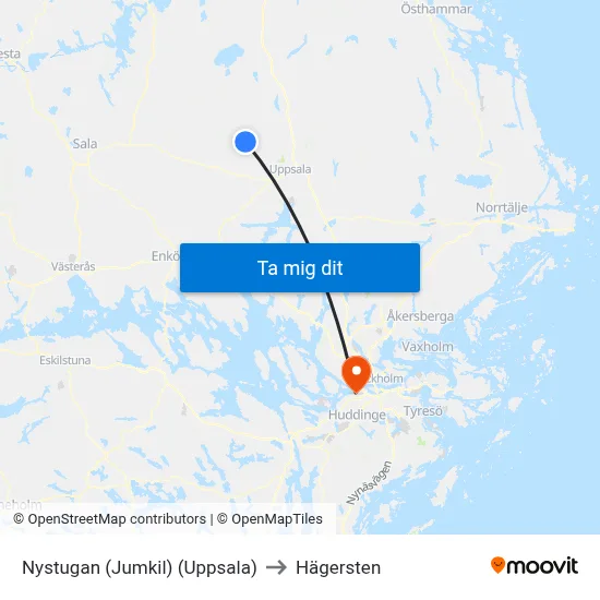 Nystugan (Jumkil) (Uppsala) to Hägersten map