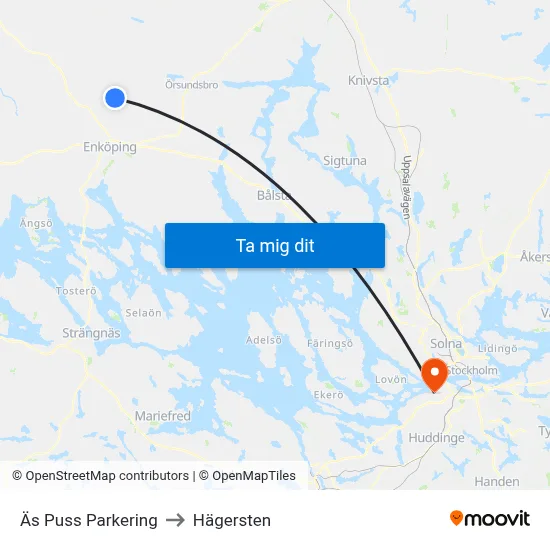Äs Puss Parkering to Hägersten map