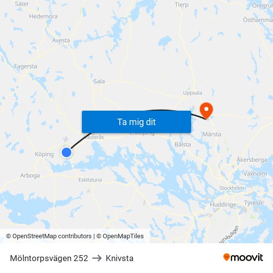 Mölntorpsvägen 252 to Knivsta map