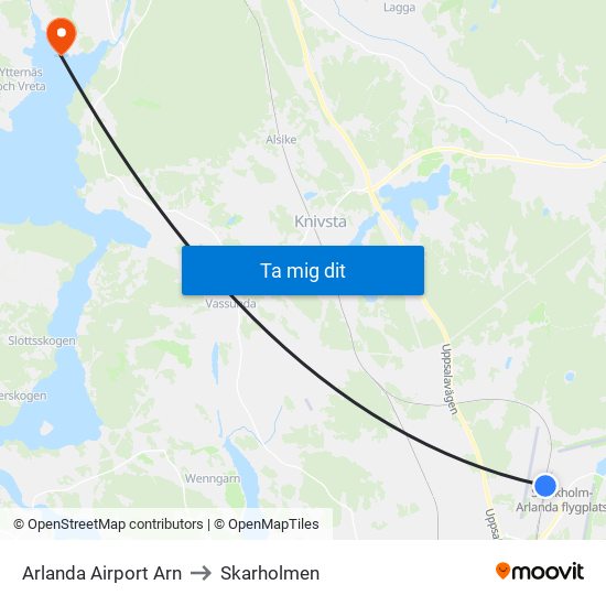 Arlanda Airport Arn to Skarholmen map