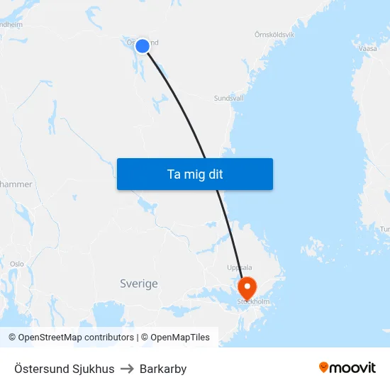 Östersund Sjukhus to Barkarby map