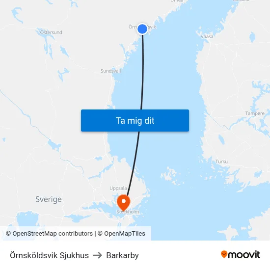 Örnsköldsvik Sjukhus to Barkarby map
