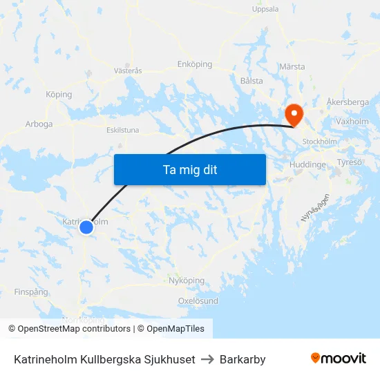 Katrineholm Kullbergska Sjukhuset to Barkarby map