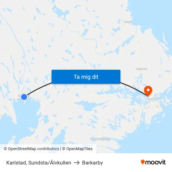 Karlstad, Sundsta/Älvkullen to Barkarby map
