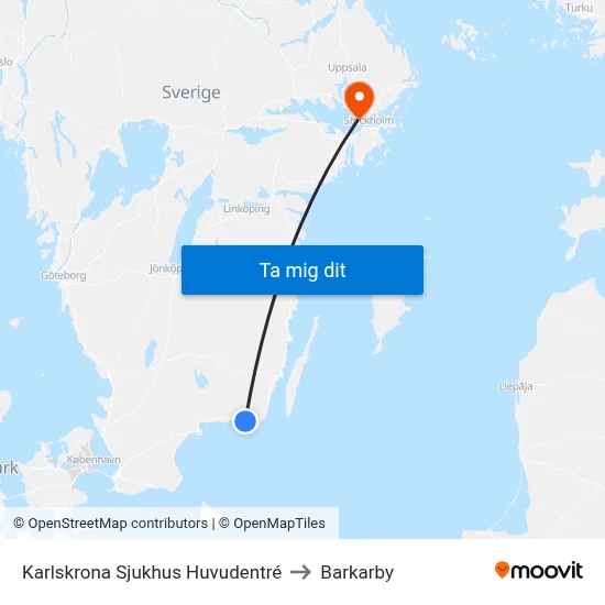 Karlskrona Sjukhus Huvudentré to Barkarby map