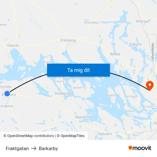 Fraktgatan to Barkarby map