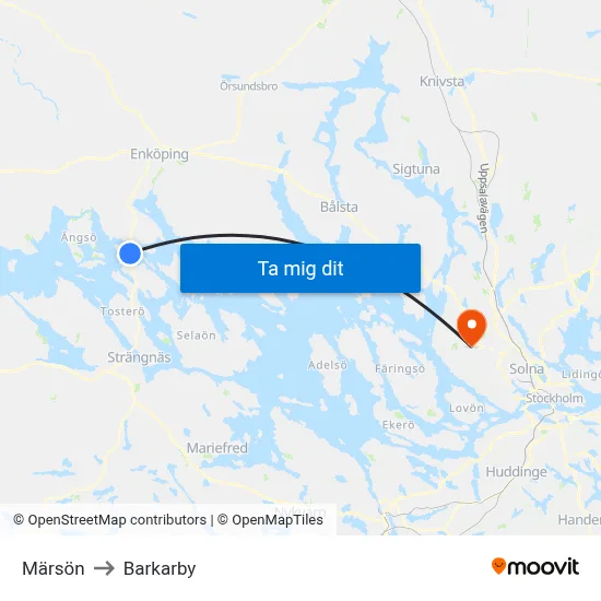 Märsön to Barkarby map