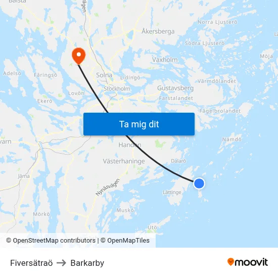 Fiversätraö to Barkarby map