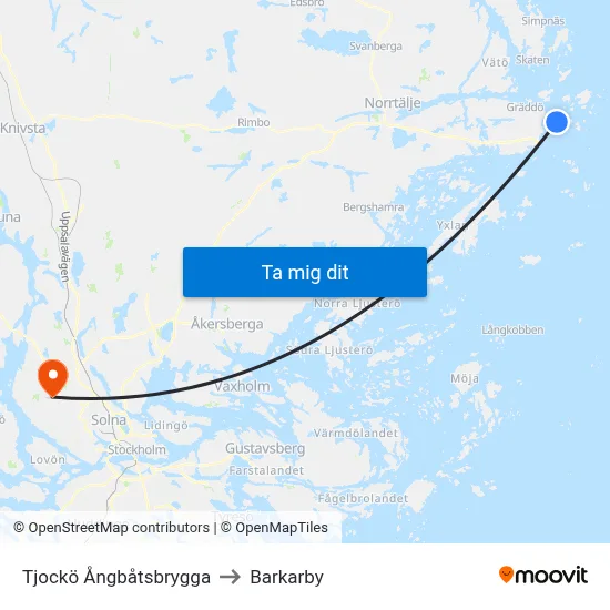 Tjockö Ångbåtsbrygga to Barkarby map