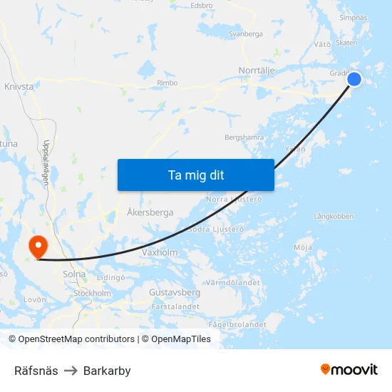 Räfsnäs to Barkarby map