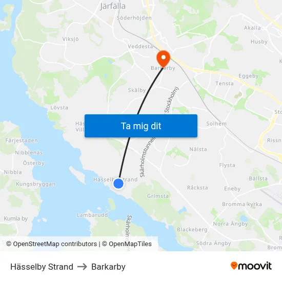 Hässelby Strand to Barkarby map