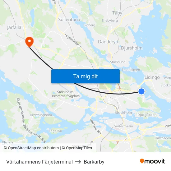 Värtahamnens Färjeterminal to Barkarby map