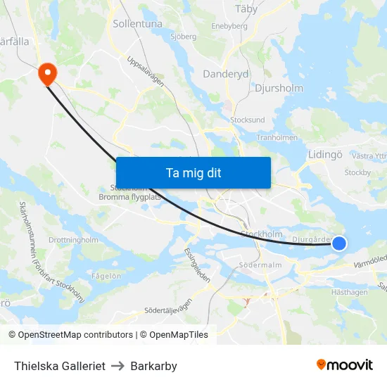 Thielska Galleriet to Barkarby map