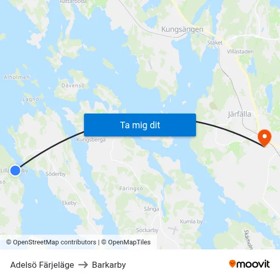 Adelsö Färjeläge to Barkarby map