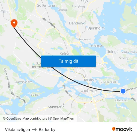 Vikdalsvägen to Barkarby map
