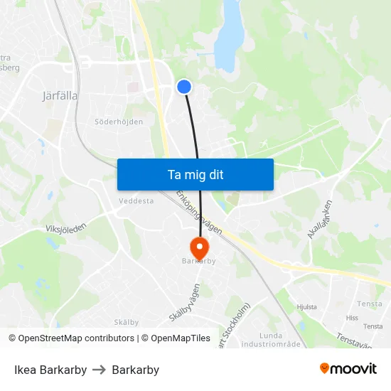 Ikea Barkarby to Barkarby map