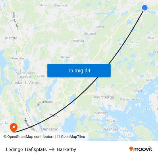 Ledinge Trafikplats to Barkarby map