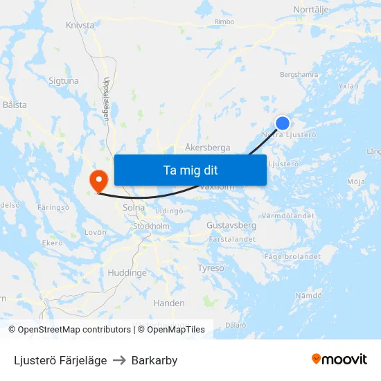Ljusterö Färjeläge to Barkarby map