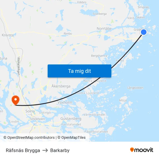 Räfsnäs Brygga to Barkarby map