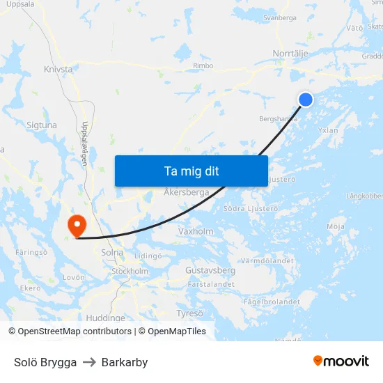 Solö Brygga to Barkarby map