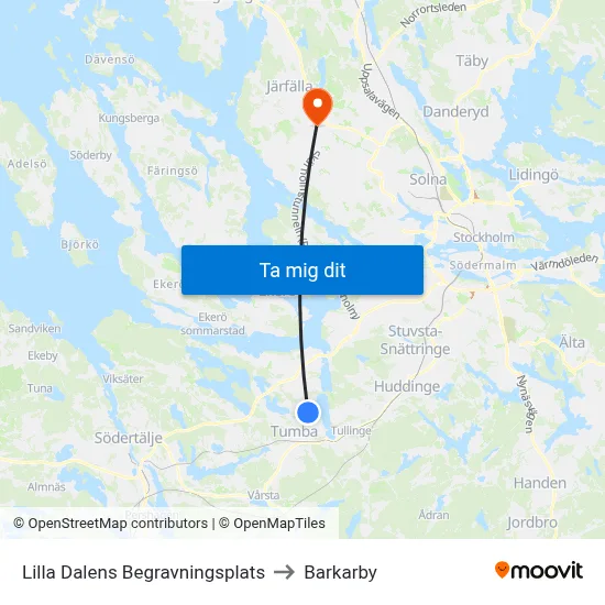 Lilla Dalens Begravningsplats to Barkarby map