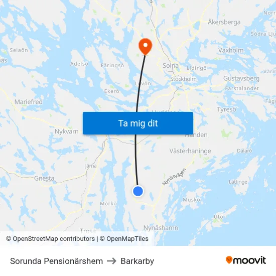 Sorunda Pensionärshem to Barkarby map