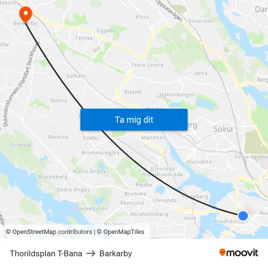 Thorildsplan T-Bana to Barkarby map