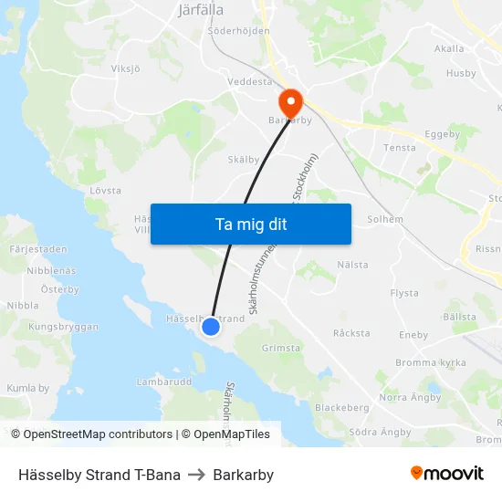 Hässelby Strand T-Bana to Barkarby map
