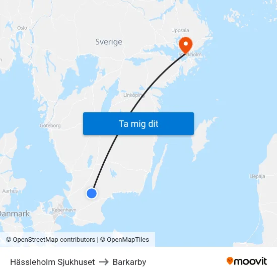 Hässleholm Sjukhuset to Barkarby map
