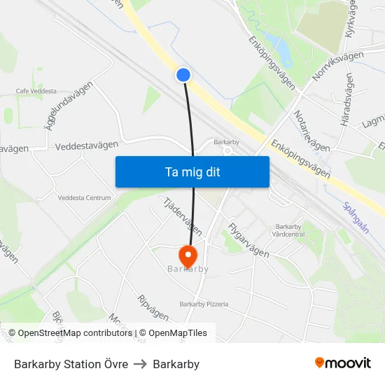 Barkarby Station Övre to Barkarby map