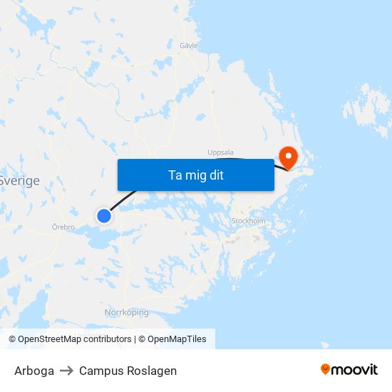 Arboga to Campus Roslagen map