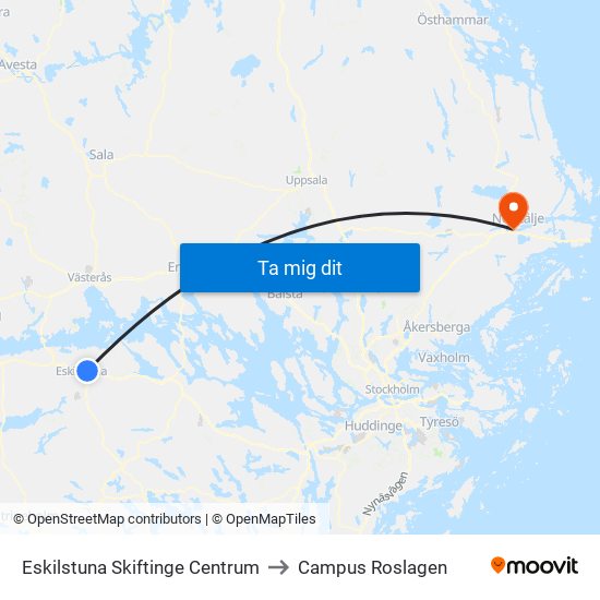 Eskilstuna Skiftinge Centrum to Campus Roslagen map