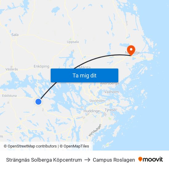 Strängnäs Solberga Köpcentrum to Campus Roslagen map