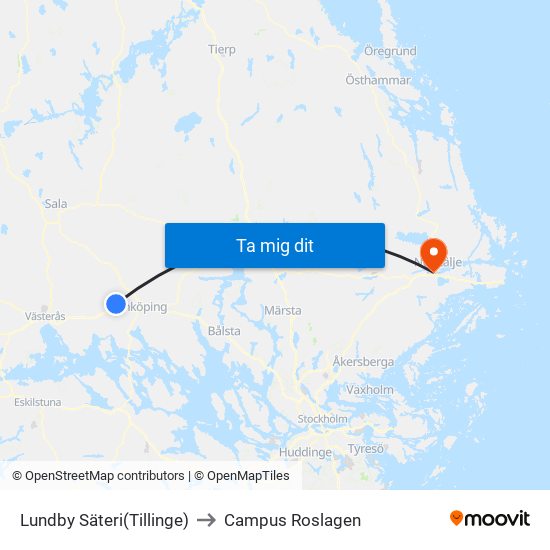 Lundby Säteri(Tillinge) to Campus Roslagen map