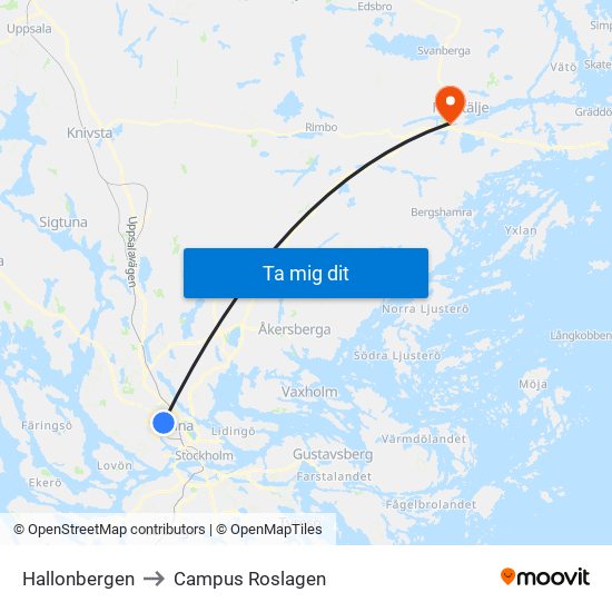 Hallonbergen to Campus Roslagen map