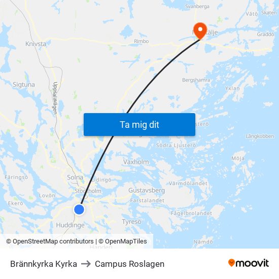 Brännkyrka Kyrka to Campus Roslagen map