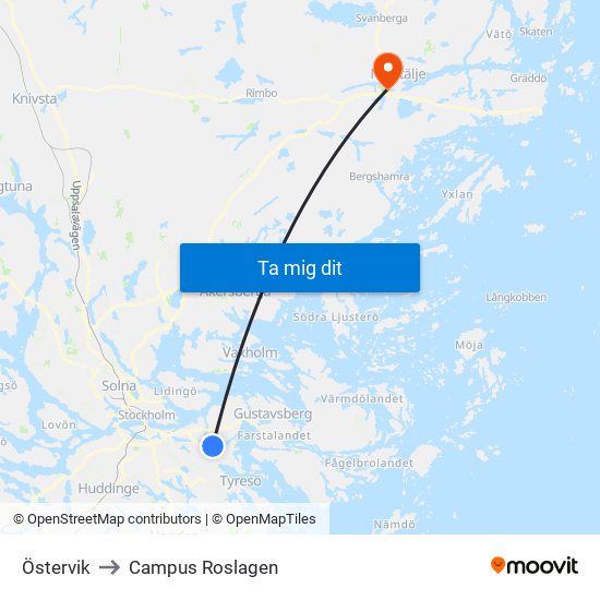 Östervik to Campus Roslagen map